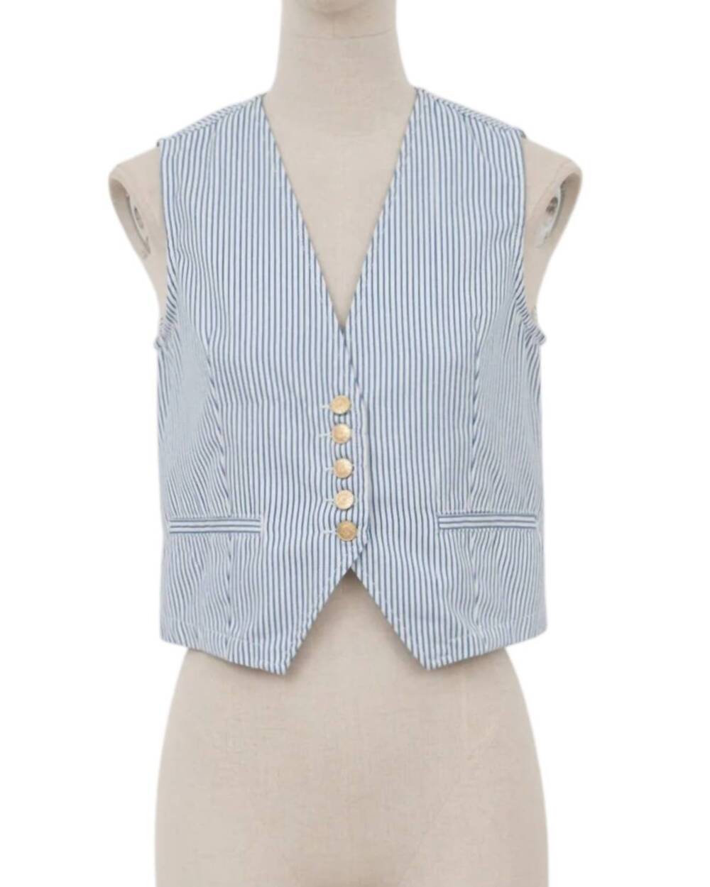 NEW MOLLY BRACKEN women's woven sleeveless vest in light blue